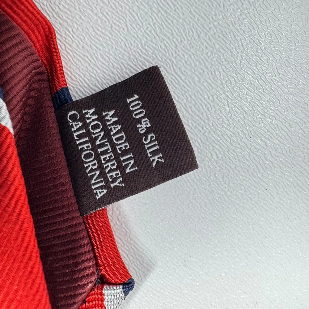 Robert‎ Talbott Mens Silk Repp Tie Red Blue White Striped Monterey California